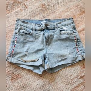 Like new Old Navy size 2 jean shorts with multicolored embroidery accent